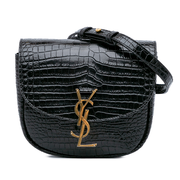 Pre-Loved Saint Laurent Small Croc Embossed Monogram Kaia Crossbody - Picture 1 of 10